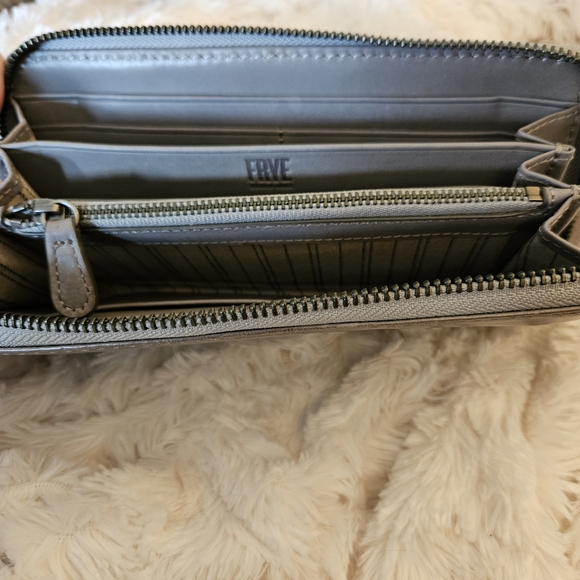 Frye Leather Zip Wallet in Distressed Gray - Picture 3 of 6